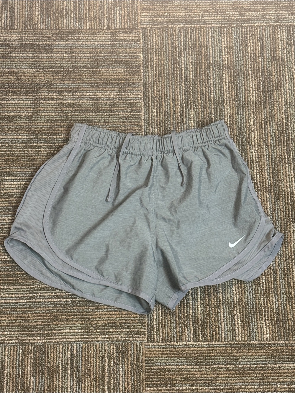 Nike Women's Gray Athletic Running Shorts with White Swoosh